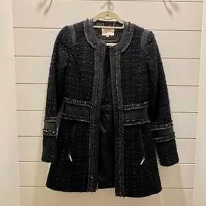 Laundry detailed black trench coat